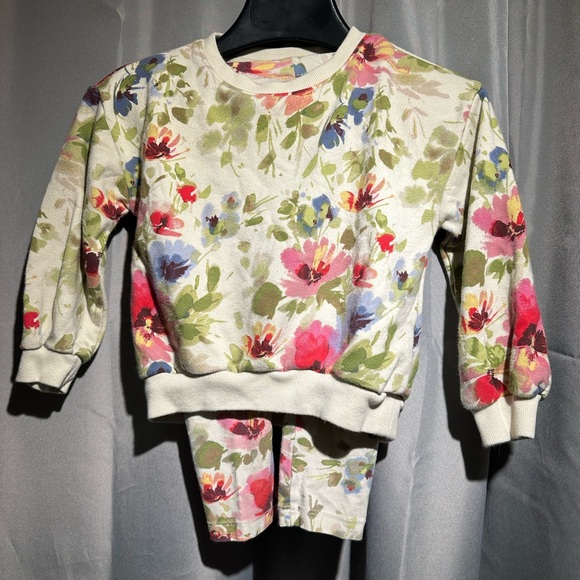 GAP Kids Floral Sweatsuit Cream, Red, Green - Picture 1 of 6